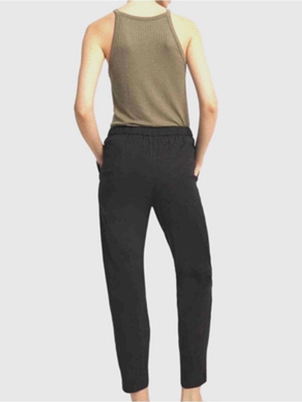 Theory Treeca Black Elastic-Waist Joggers Stretch Line size L